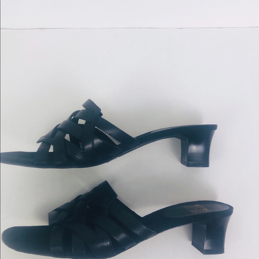 Mootsies Tootsies  Black Woven Leather Mules